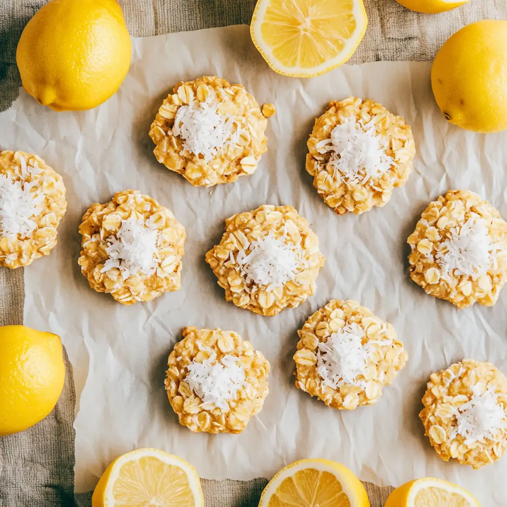Lemon oatmeal no bake cookie recipe with fresh lemon and oats