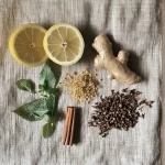 Natural Mounjaro Tea ingredients flat lay